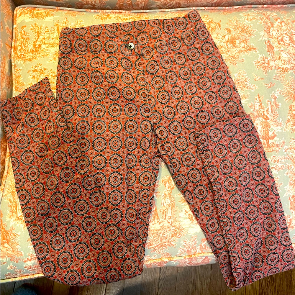 Jacquard patterned slip fit unique pants made in Italy